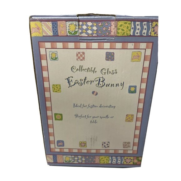 Easter Bunny Rabbit Glass Ball Polymer Clay White Pink Flowers Figure Décor 8" - Picture 7 of 13